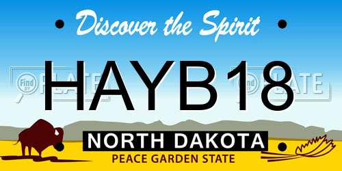HAYB18 North Dakota License Plate