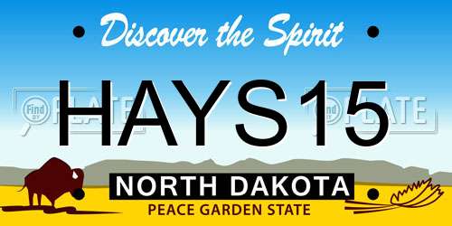 HAYS15 North Dakota License Plate