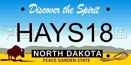 HAYS18 North Dakota License Plate