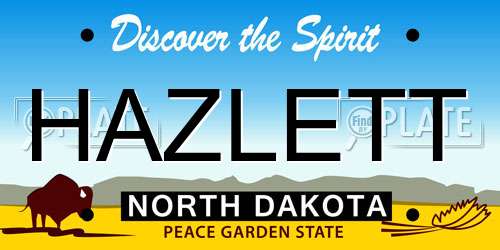 HAZLETT North Dakota License Plate