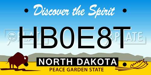 HB0E8T North Dakota License Plate