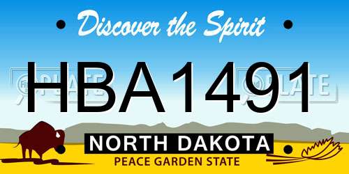 HBA1491 North Dakota License Plate