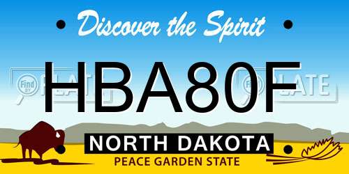 HBA80F North Dakota License Plate
