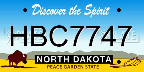 HBC7747 North Dakota License Plate