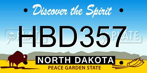 HBD357 North Dakota License Plate