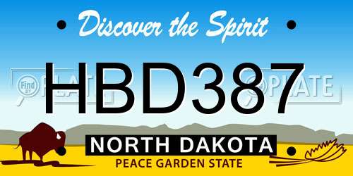 HBD387 North Dakota License Plate