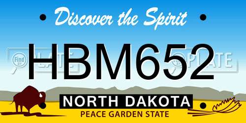 HBM652 North Dakota License Plate