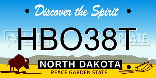 HBO38T North Dakota License Plate