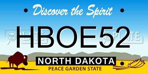 HBOE52 North Dakota License Plate