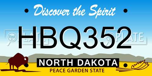 HBQ352 North Dakota License Plate