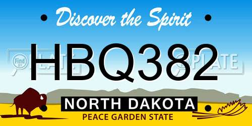 HBQ382 North Dakota License Plate