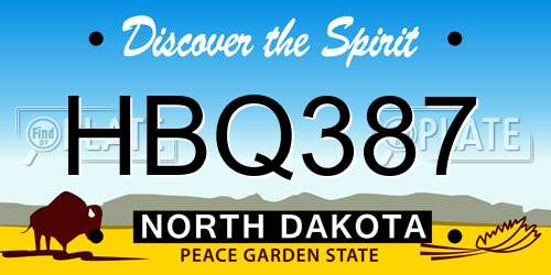 HBQ387 North Dakota License Plate