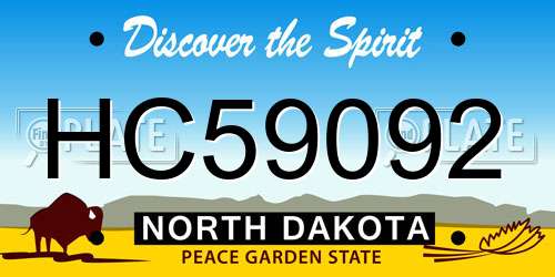 HC59092 North Dakota License Plate