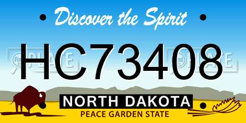 HC73408 North Dakota License Plate
