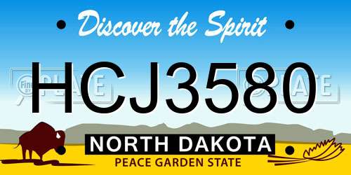 HCJ3580 North Dakota License Plate