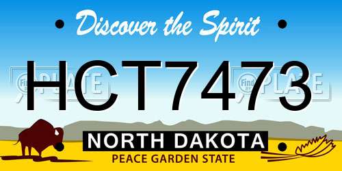 HCT7473 North Dakota License Plate