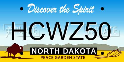HCWZ50 North Dakota License Plate