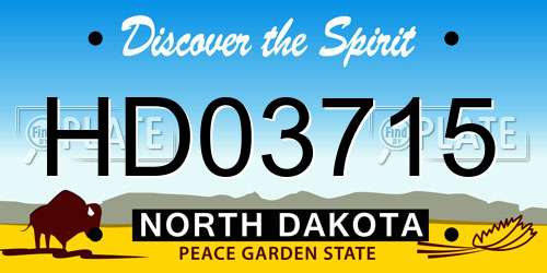 HD03715 North Dakota License Plate