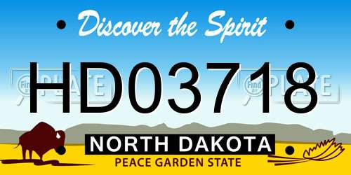HD03718 North Dakota License Plate