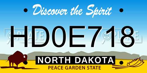 HD0E718 North Dakota License Plate