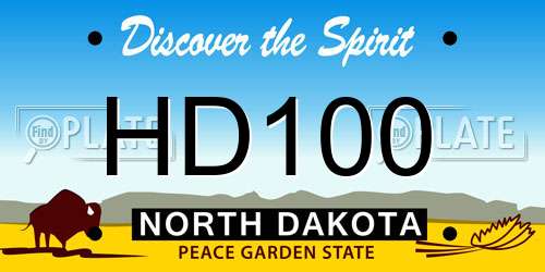 HD100 North Dakota License Plate