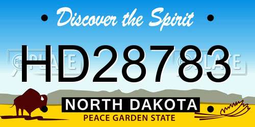 HD28783 North Dakota License Plate