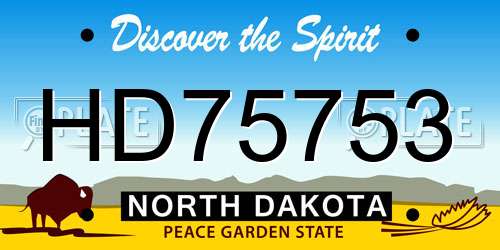HD75753 North Dakota License Plate