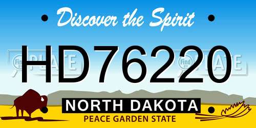 HD76220 North Dakota License Plate