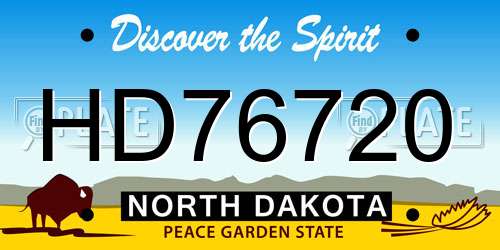 HD76720 North Dakota License Plate