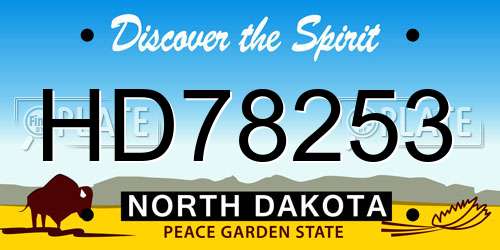 HD78253 North Dakota License Plate