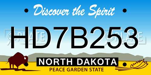 HD7B253 North Dakota License Plate