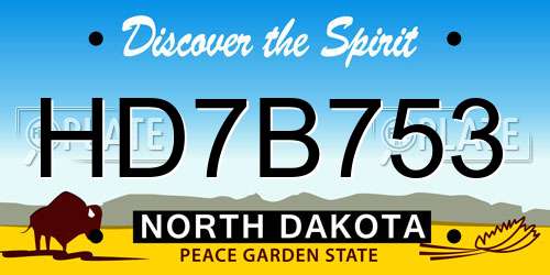HD7B753 North Dakota License Plate
