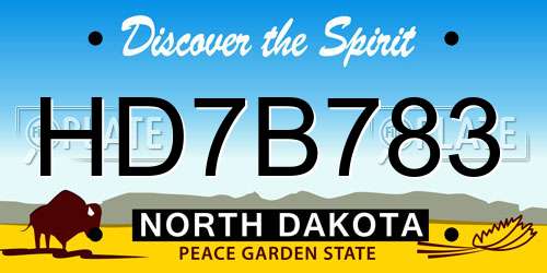 HD7B783 North Dakota License Plate