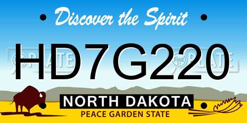 HD7G220 North Dakota License Plate