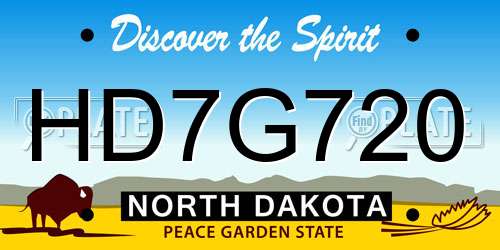 HD7G720 North Dakota License Plate