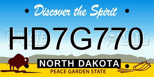HD7G770 North Dakota License Plate