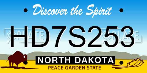 HD7S253 North Dakota License Plate