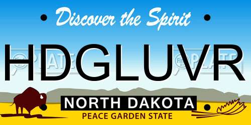 HDGLUVR North Dakota License Plate