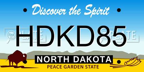 HDKD85 North Dakota License Plate