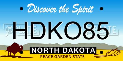 HDKO85 North Dakota License Plate