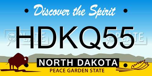 HDKQ55 North Dakota License Plate