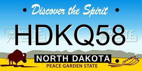 HDKQ58 North Dakota License Plate