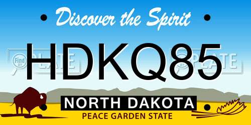 HDKQ85 North Dakota License Plate