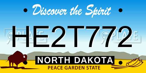 HE2T772 North Dakota License Plate