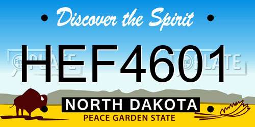 HEF4601 North Dakota License Plate