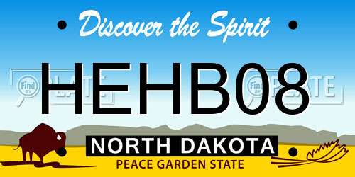HEHB08 North Dakota License Plate
