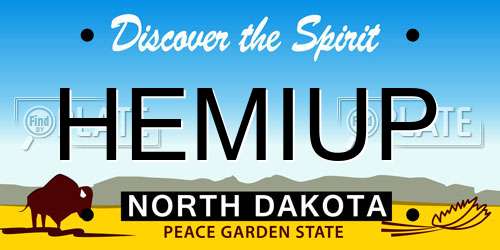 HEMIUP North Dakota License Plate