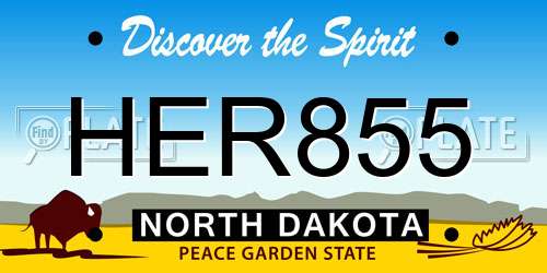 HER855 North Dakota License Plate