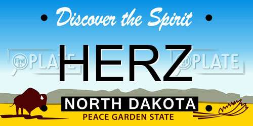 HERZ North Dakota License Plate