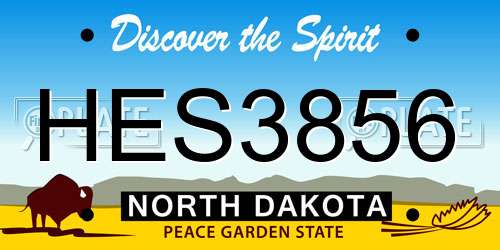 HES3856 North Dakota License Plate